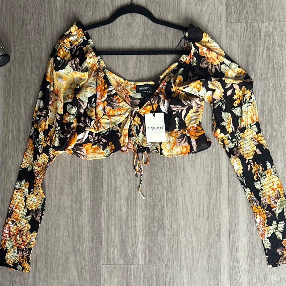 Bardot Floral Black and Yellow Women's Top